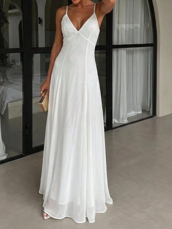MODA ME COUTURE Dresses & Skirts - White Elegant Backless Women's Sexy Beach Holiday Dress